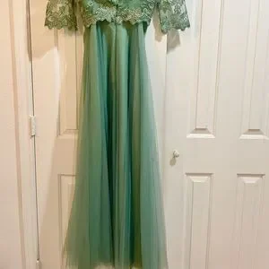 etsy sage green dress Syana Sage Long Chiffon Corset Dress